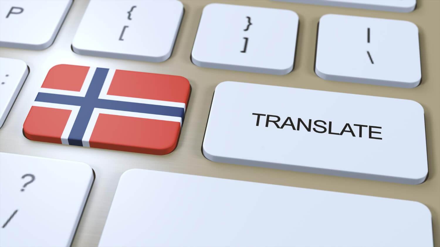 norway flag in button - translation for norwegian to english - Transcribe Lingo