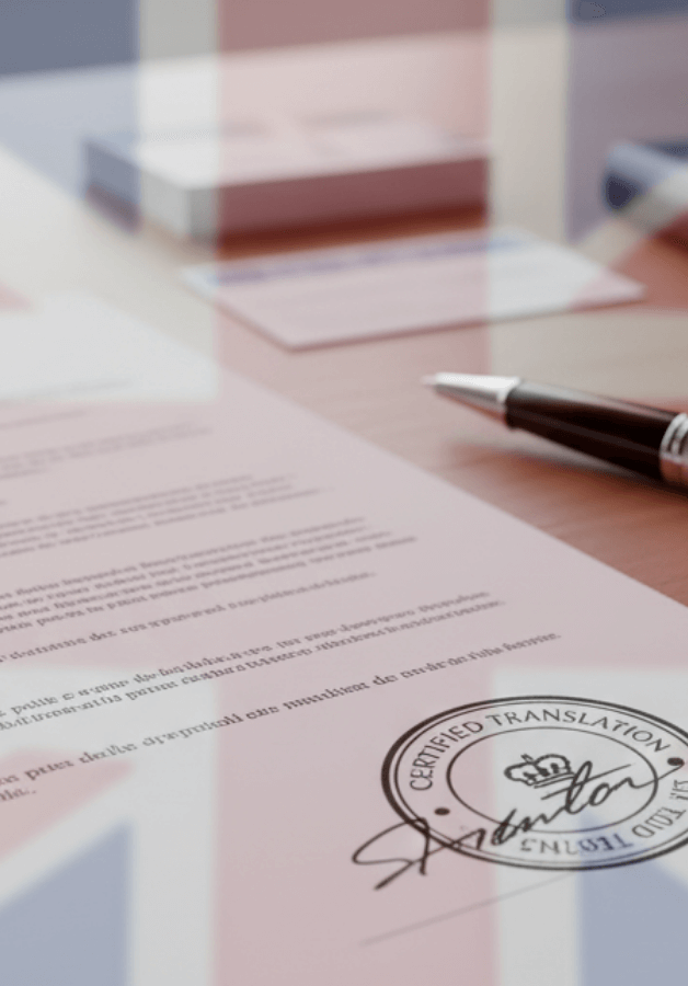 Certified translation document with signature and seal symbolising trusted translation firms in London.