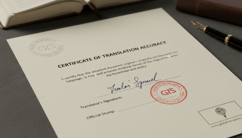 Certified translation accuracy statement