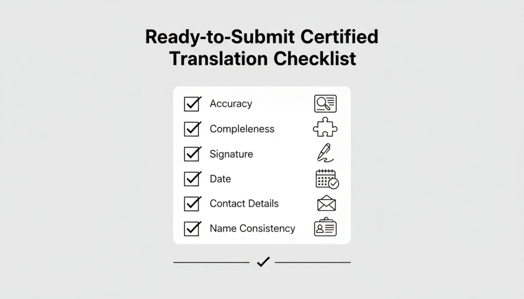 Certified translation submission checklist