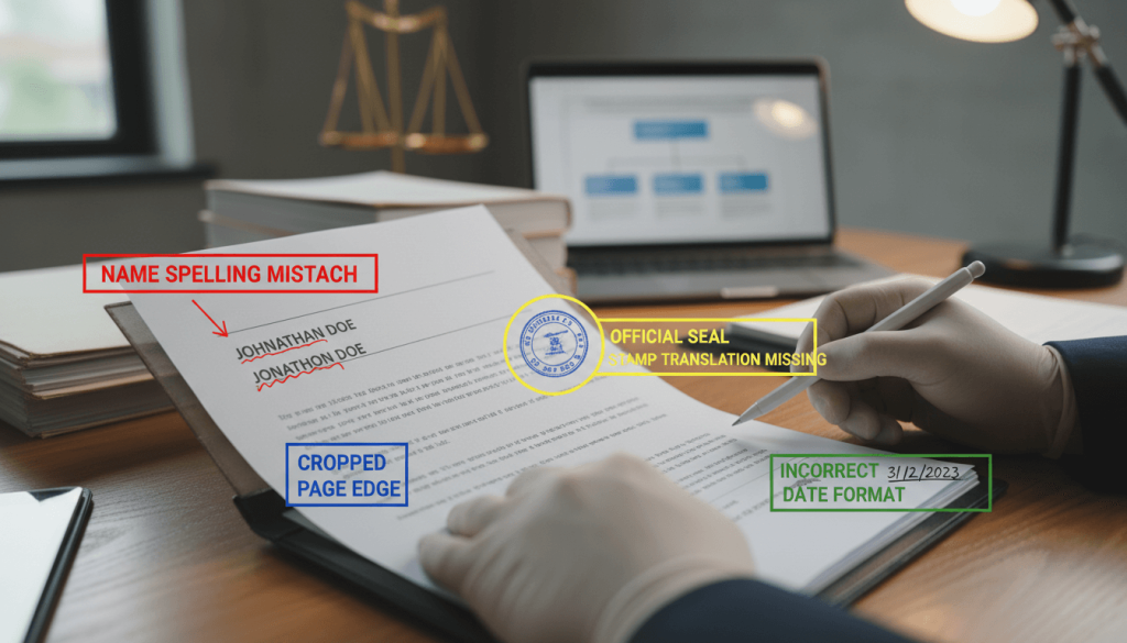 Common mistakes that cause marriage certificate translation rejection
