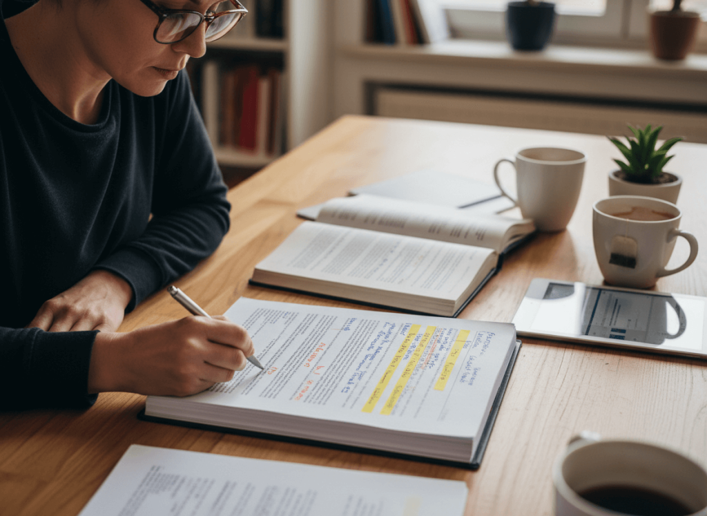 Professional translator reviewing certified translation