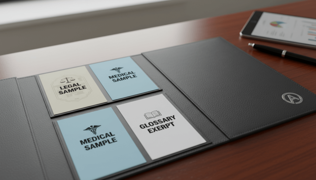 Translator portfolio sample packs for legal and medical translation