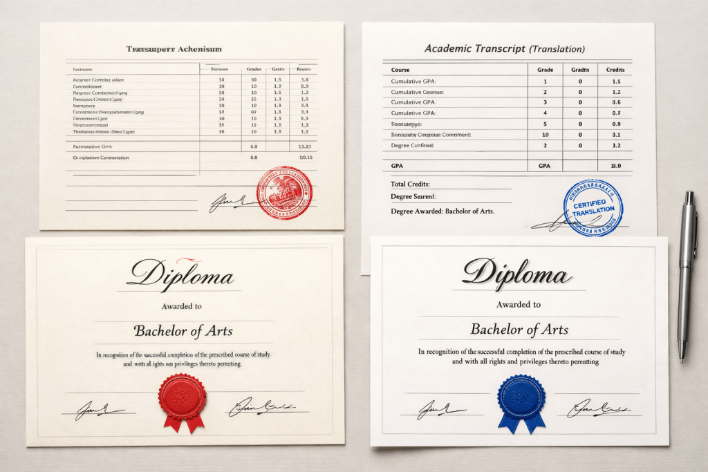 Academic documents translation for transcripts and diplomas
