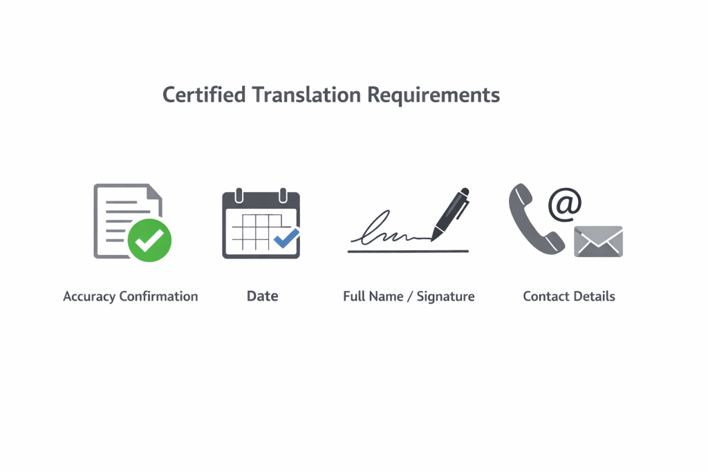 Certified translation requirements for UK visa supporting documents