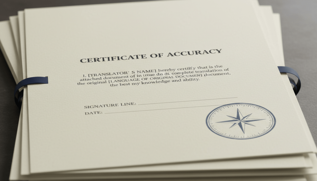 Certified translation with certificate of accuracy example