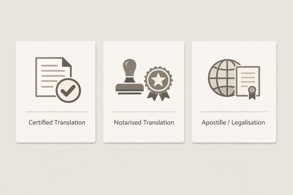 Certified vs notarised translations for UK visa applications