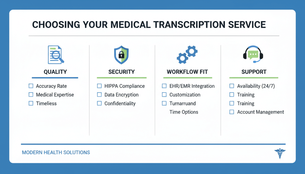 Checklist for choosing a reliable medical transcription service
