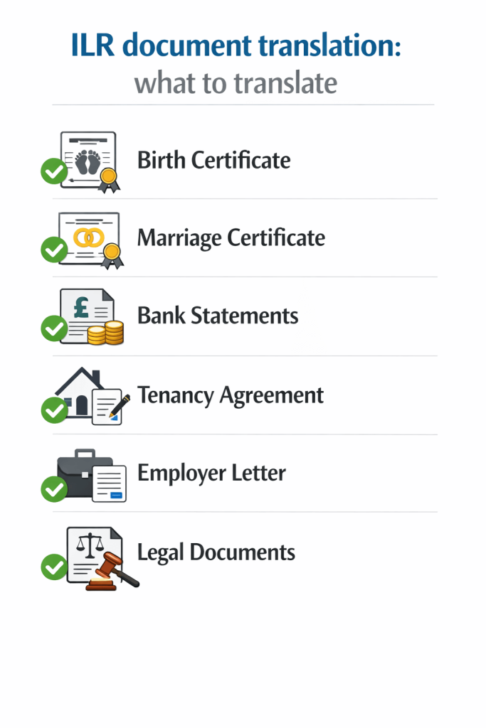 Checklist of common documents that often need translation for ILR