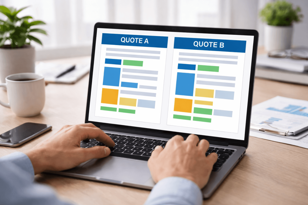 Client comparing translation quotes by scope and inclusions