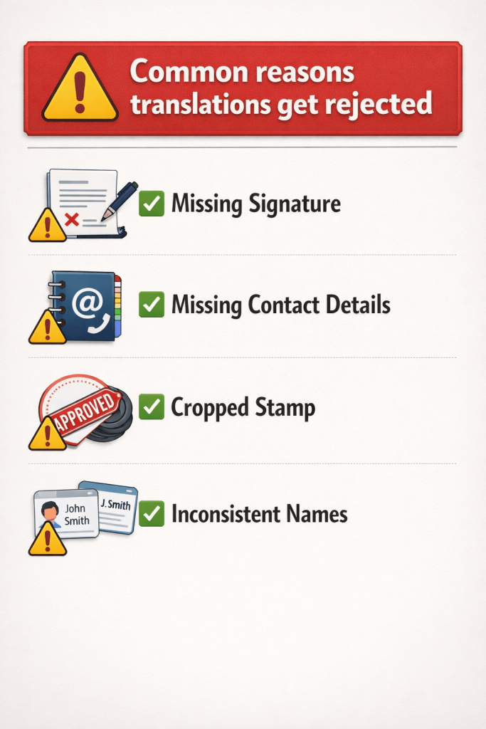 Common reasons certified translations are rejected