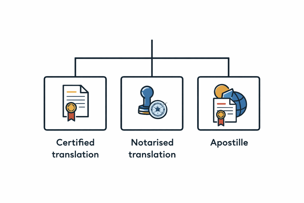 Decision guide certified vs notarised translation vs apostille
