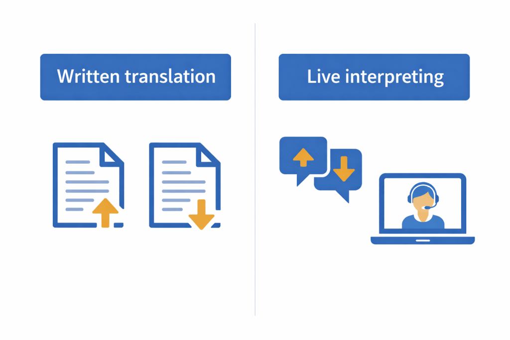 Difference between translation and interpreting in public services