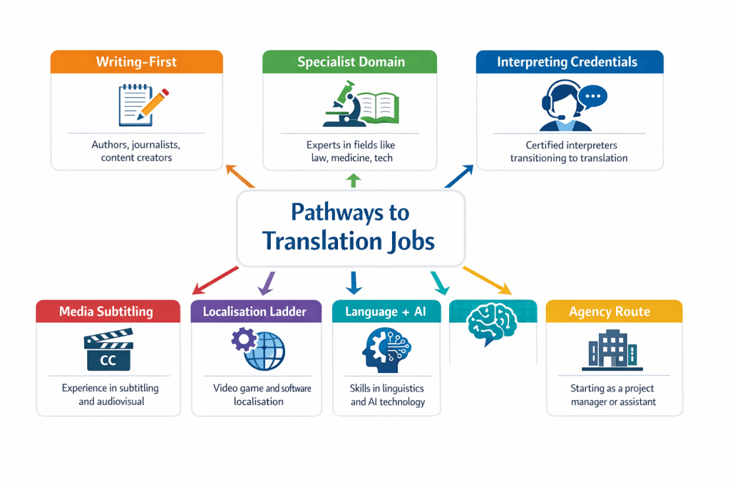 Entry routes into translation jobs in London UK.