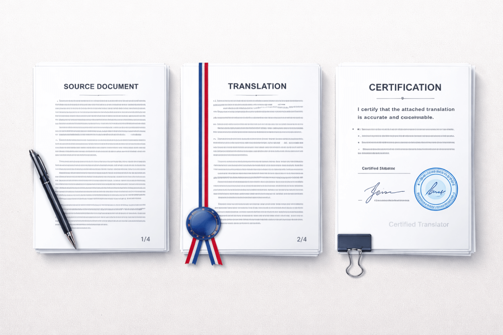 Example layout of a sworn translation document pack