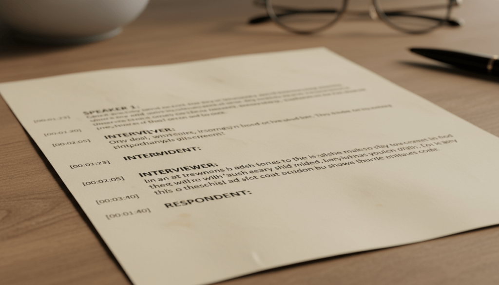 Example of clear speaker labels in an interview transcript