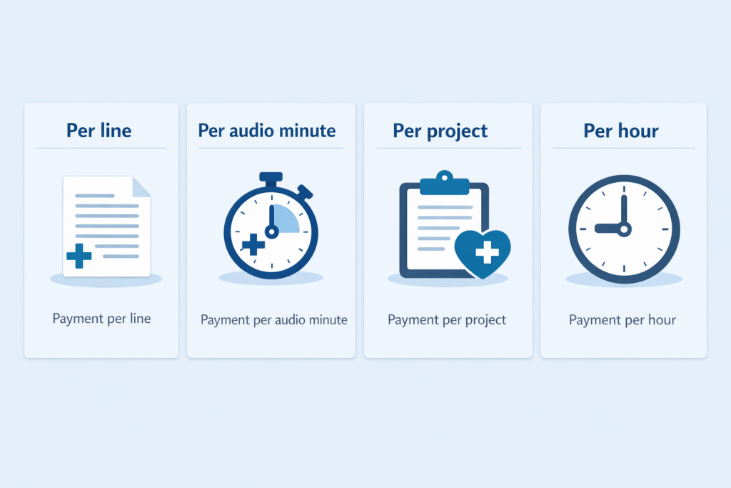 Four common ways to charge for medical transcription per line, per minute, per project, per hour