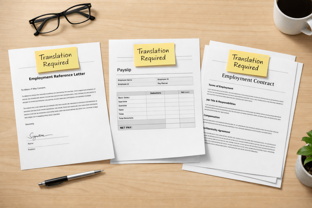 HR letters translation for UK work visa supporting evidence