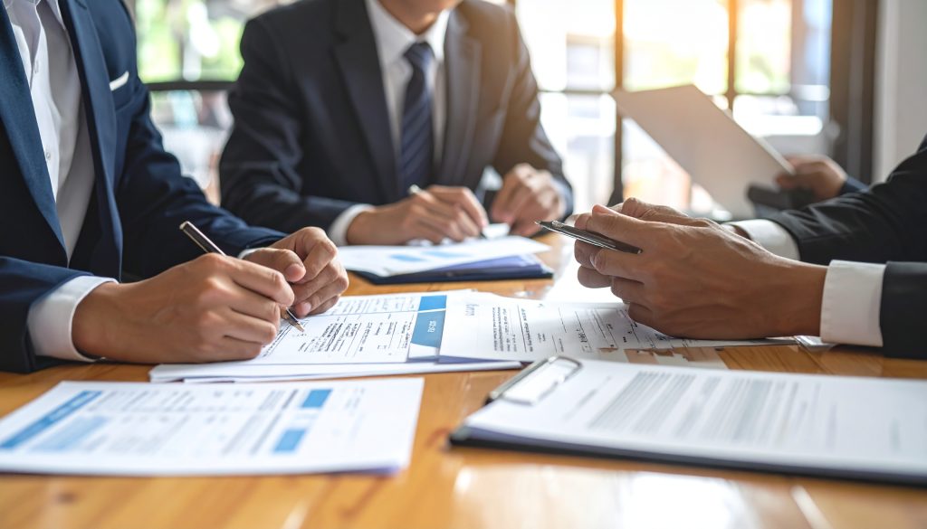 Immigration professionals reviewing USCIS application documents