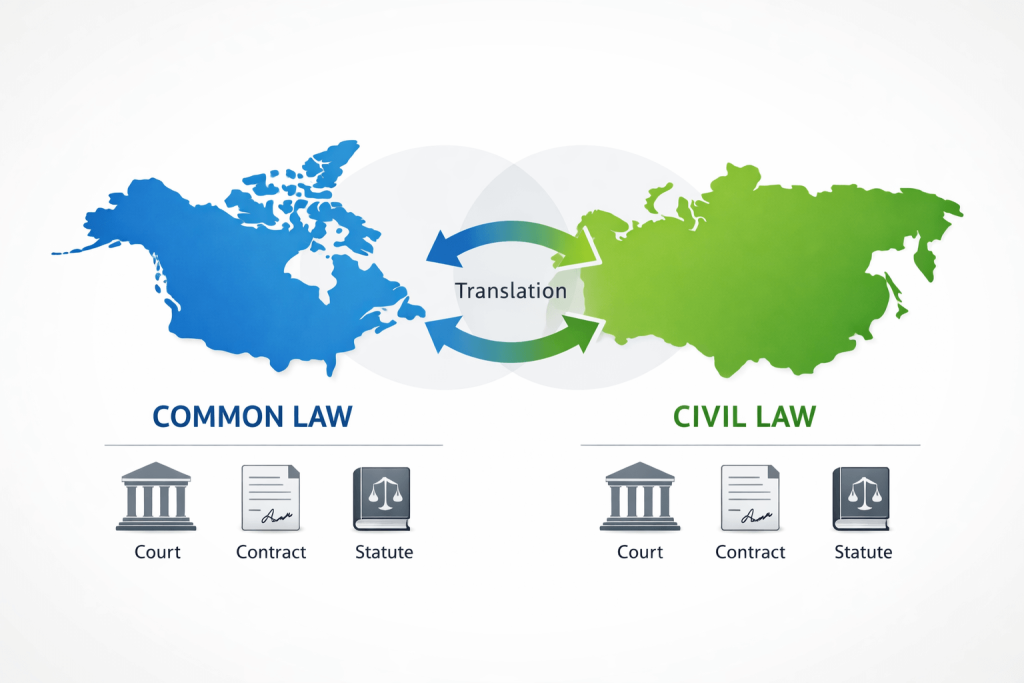 Legal translation across different legal systems and jurisdictions
