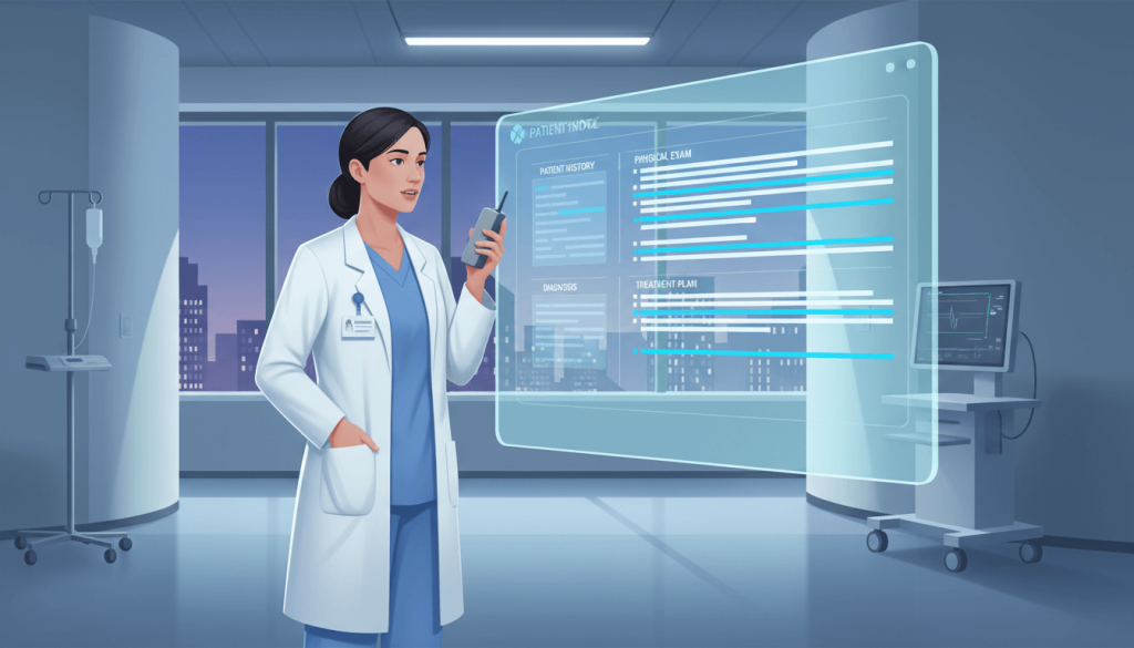 Medical transcription turns clinician dictation into structured written notes