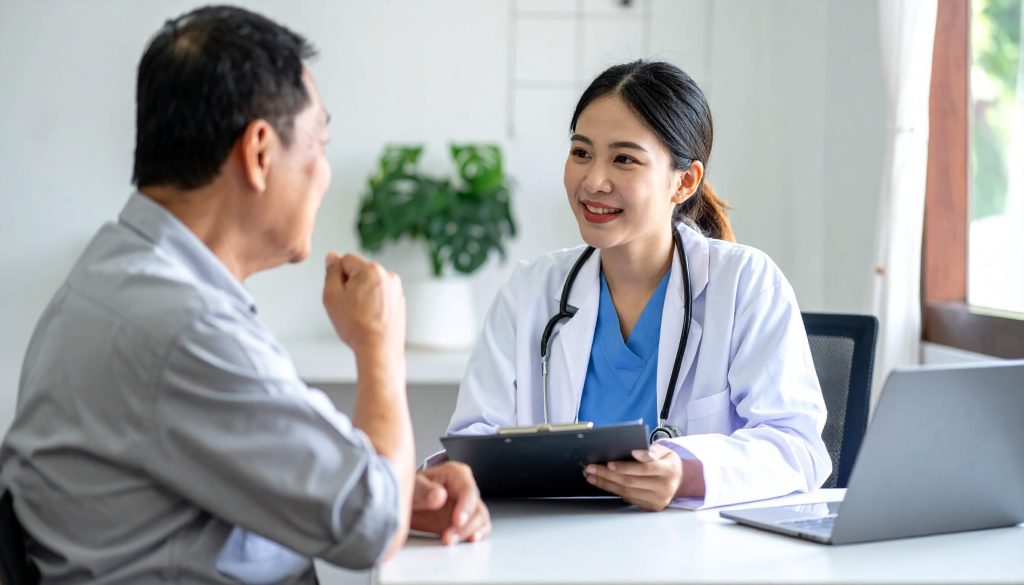Medical translator assisting with patient communication