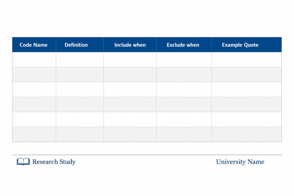 Qualitative research codebook template for transcript coding