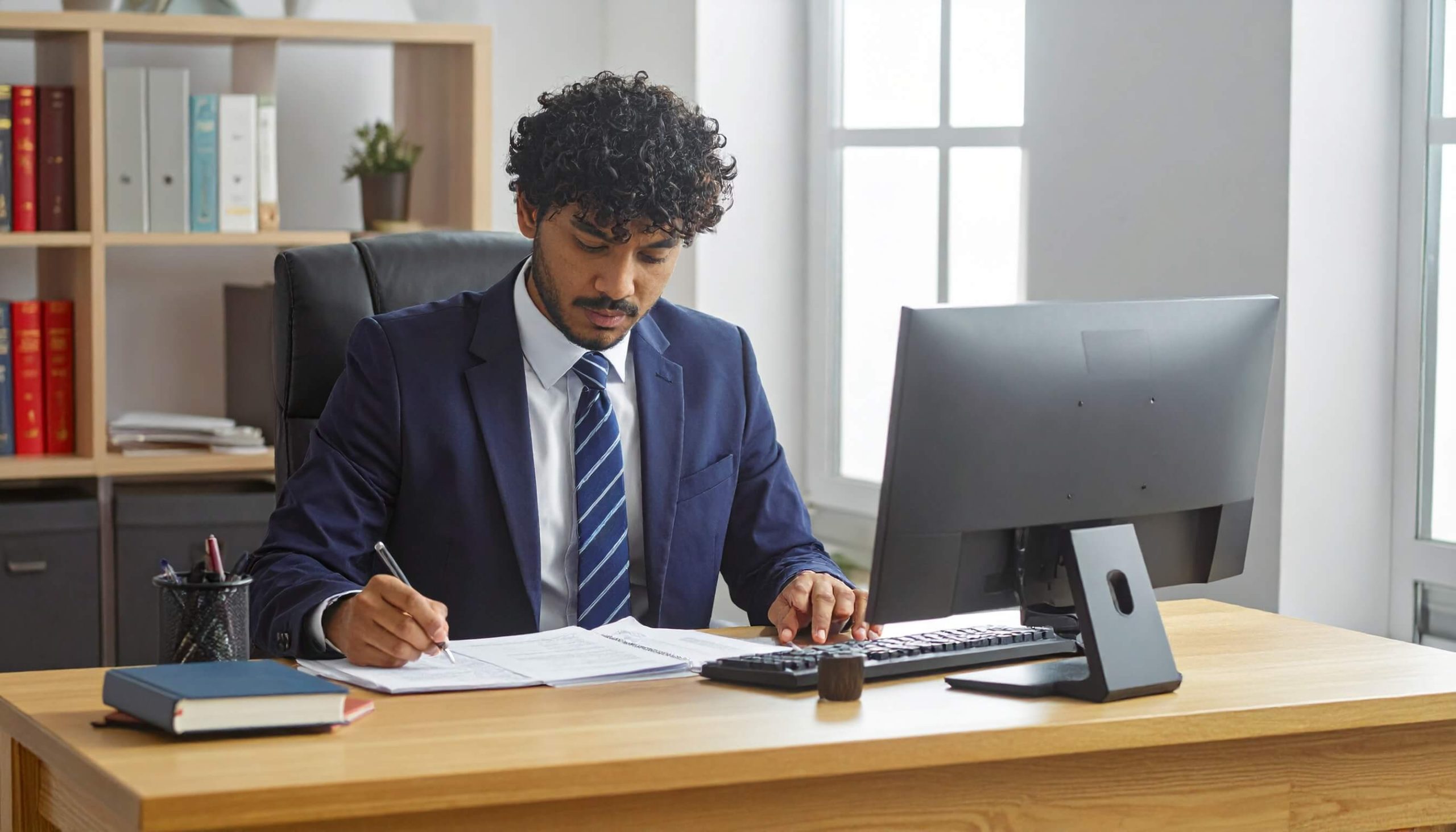 Translator working on legal document translation