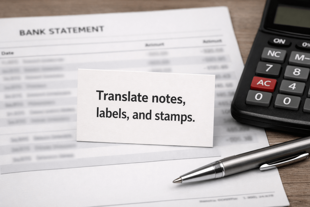 Tribunal evidence translation for bank statements and financial documents.