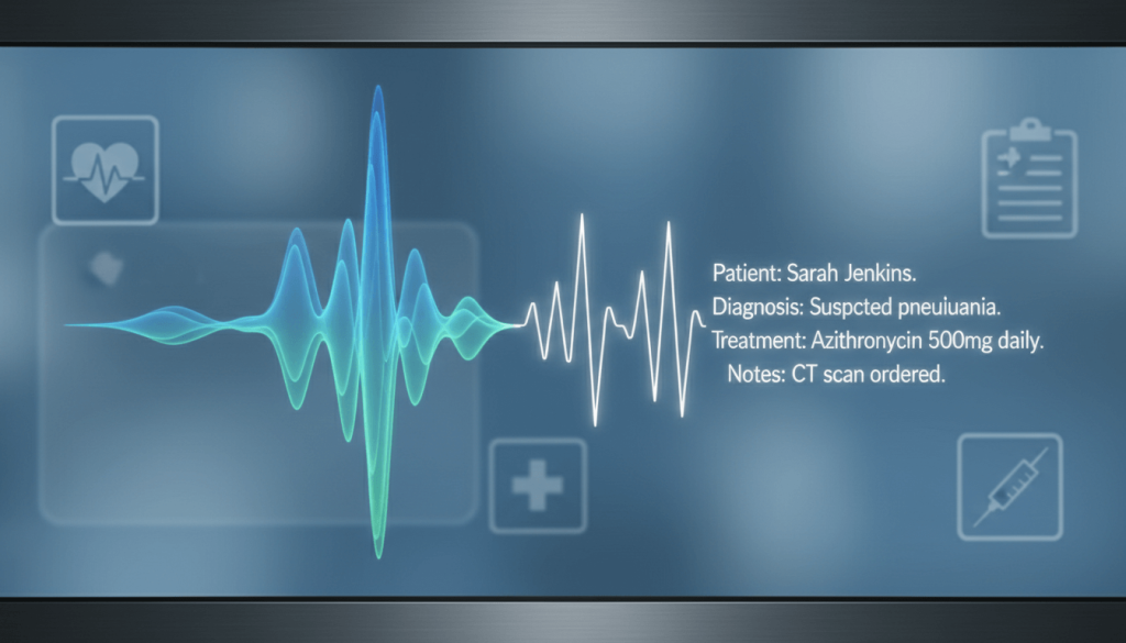 VRT voice recognition technology converting speech into text for medical transcription