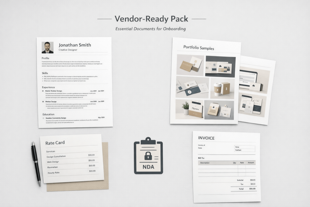 Vendor-ready pack checklist for winning freelance translation jobs with agencies and clients.