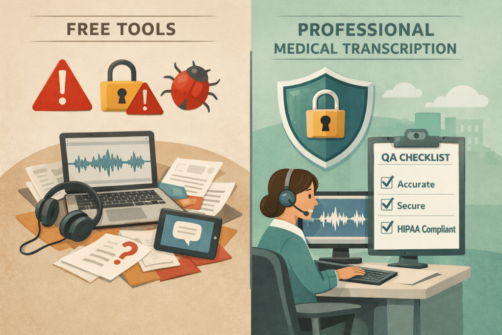 When free transcription tools are suitable and when medical transcription requires a specialist